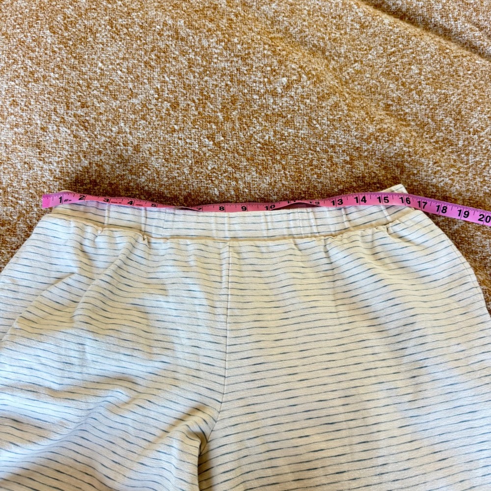 Haven Well Within Womens Large Striped Wide Leg Crop Pants Cream Navy Lounge - Picture 6 of 9